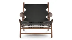 Hunting - Hunting Chair, Deep Black Vegan Leather and Walnut