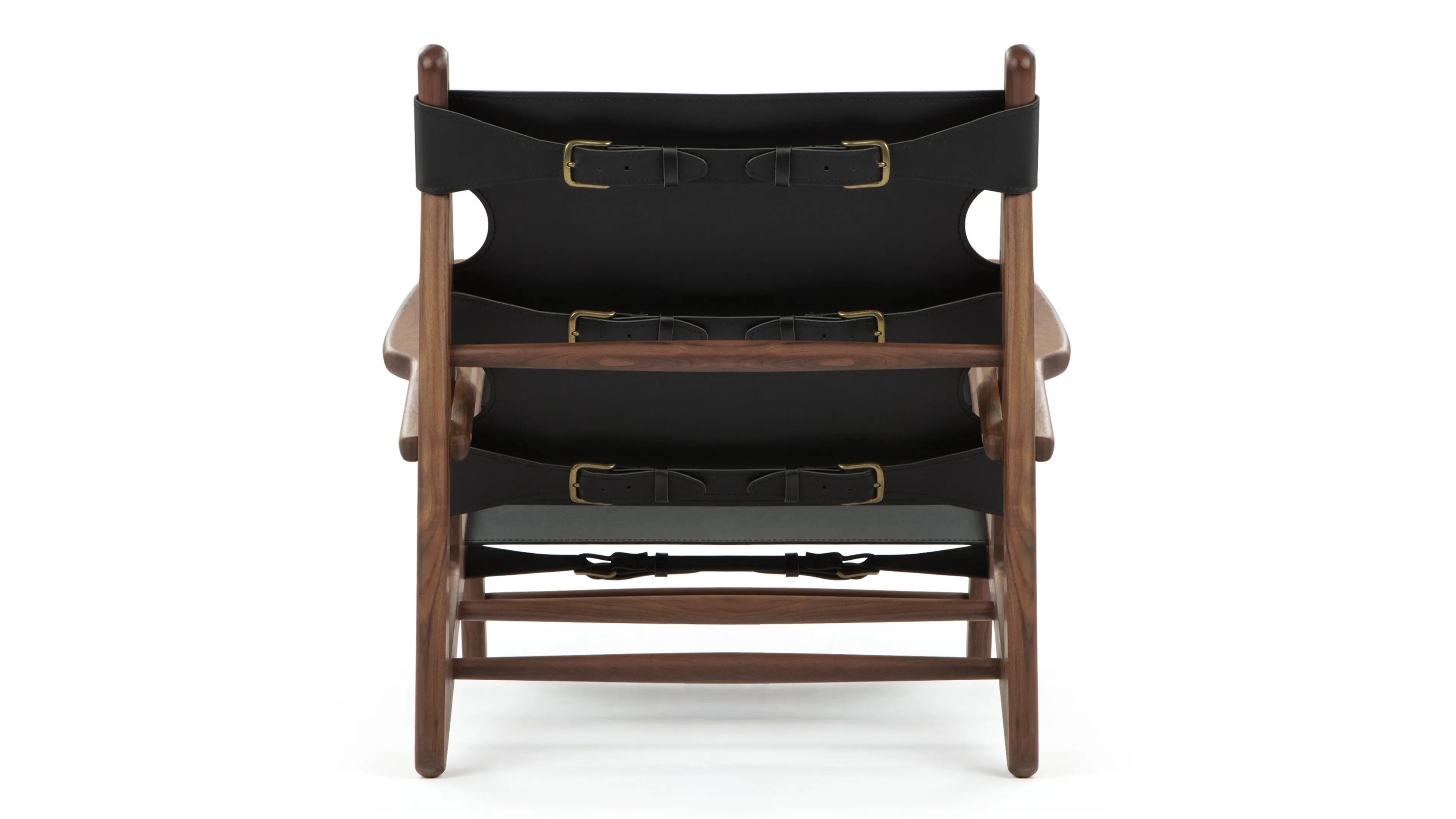 Hunting - Hunting Chair, Deep Black Vegan Leather and Walnut