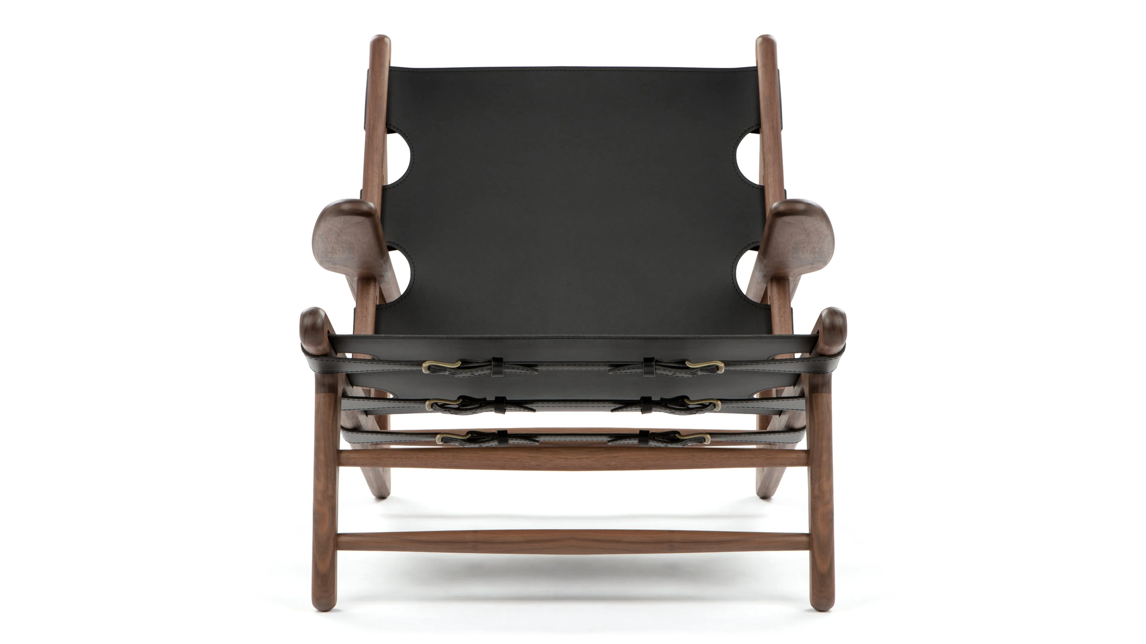 Hunting - Hunting Chair, Deep Black Vegan Leather and Walnut