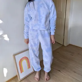 Ice Blue Tie Dye Sweatsuit Set