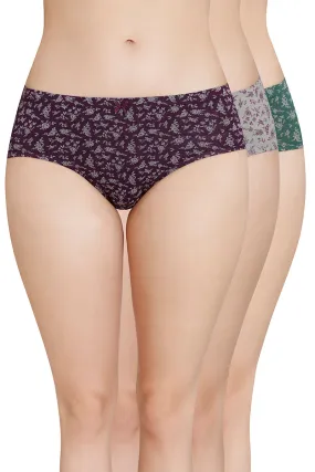 Inner Elastic Printed Mid Rise Hipster Panty (Pack of 3)