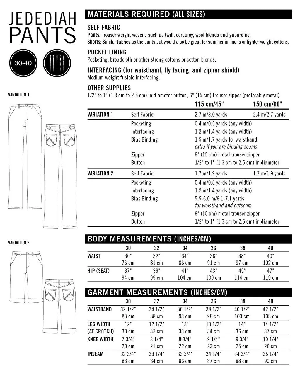 Jedediah Pants Pattern - Thread Theory