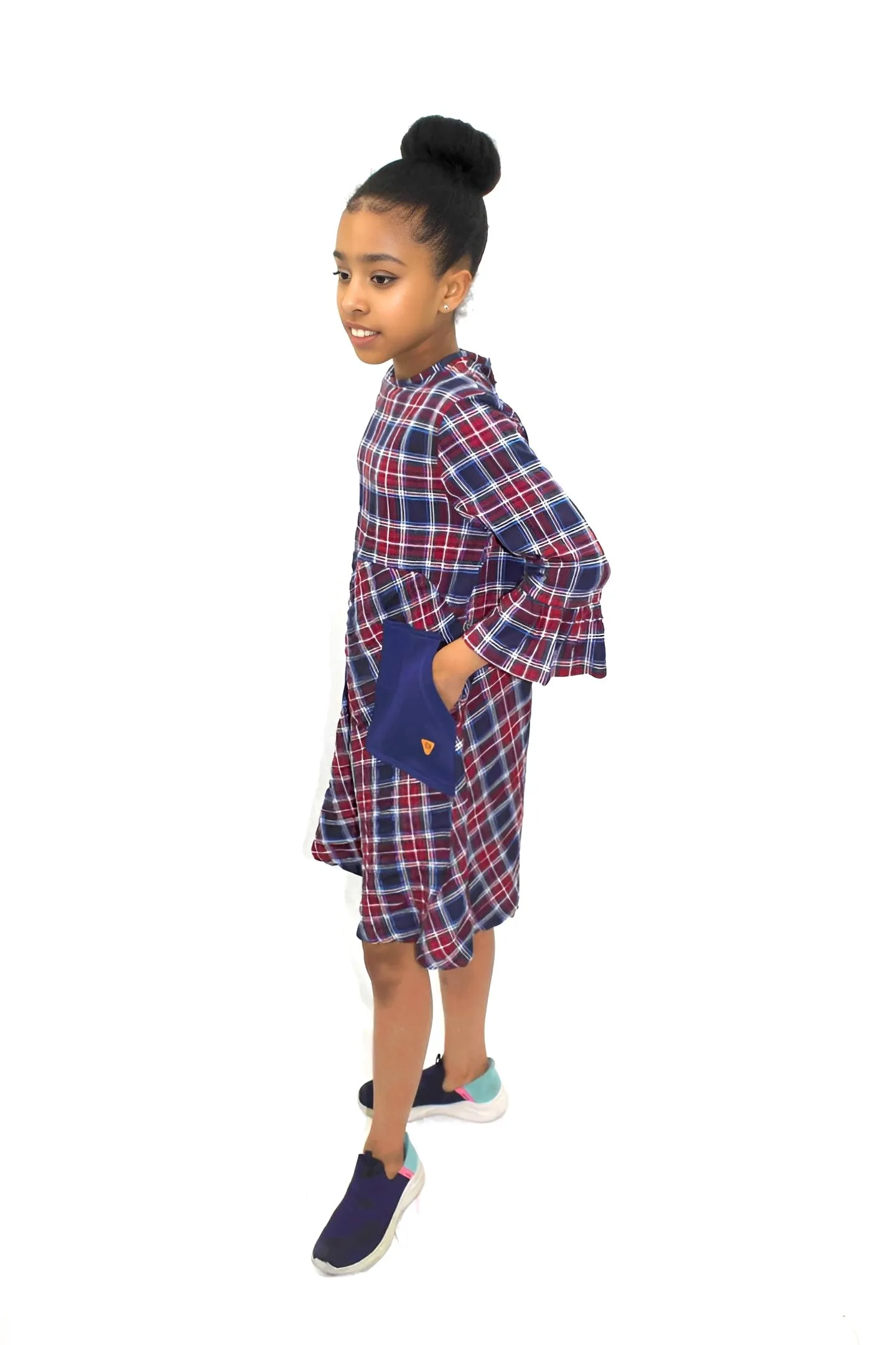 Kids Adaptive Stretch Woven Dress, Back Zipper & Sleeve Easy Undressing