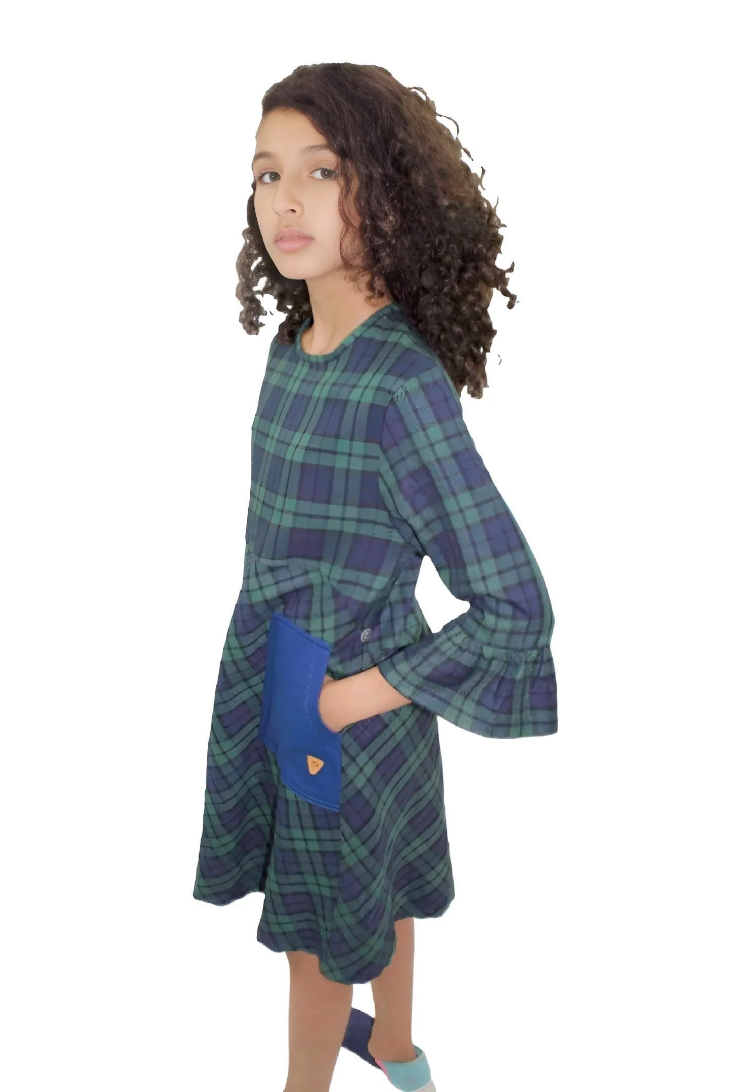 Kids Adaptive Stretch Woven Dress, Back Zipper & Sleeve Easy Undressing