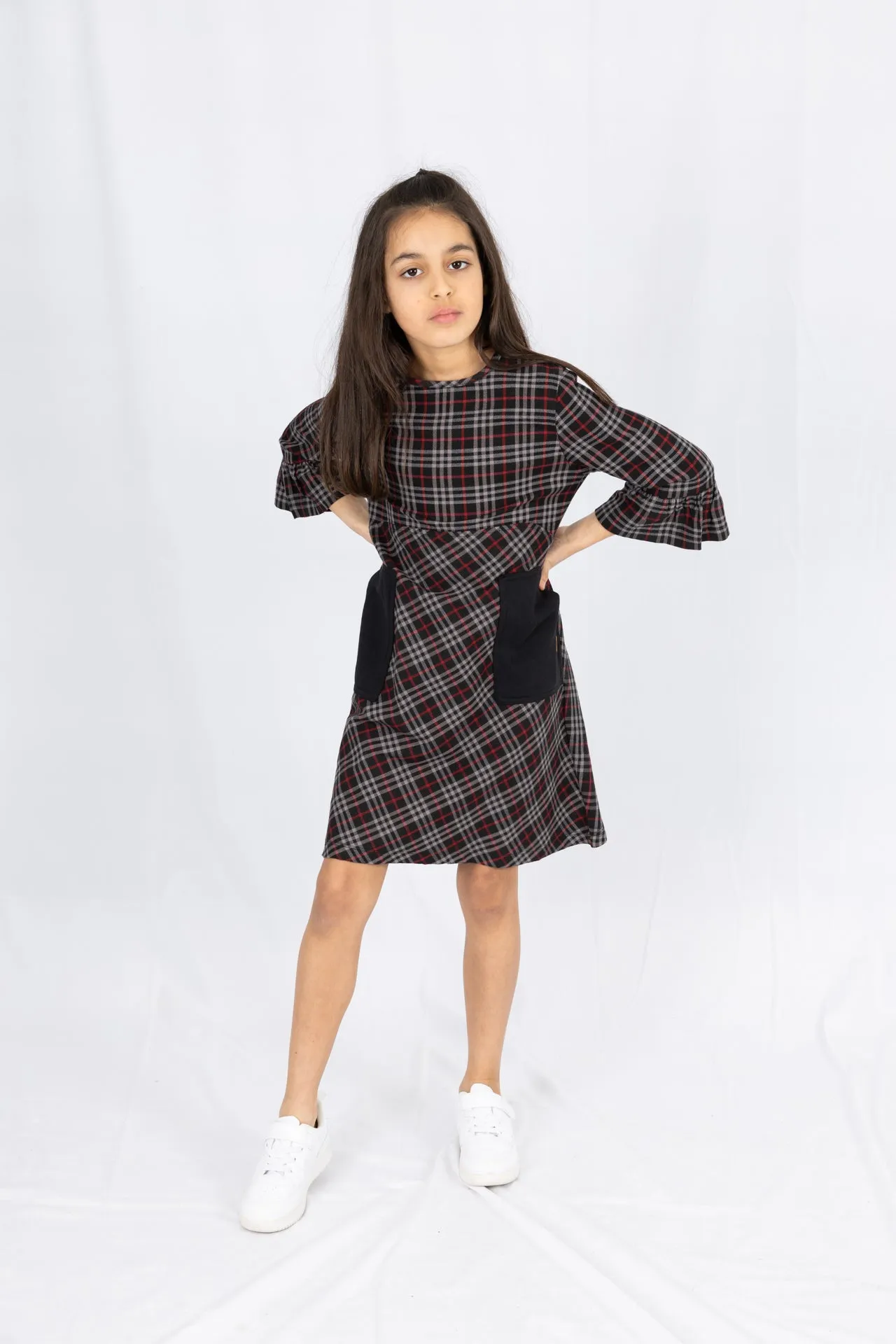 Kids Adaptive Stretch Woven Dress, Back Zipper & Sleeve Easy Undressing