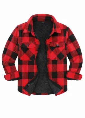 Kids Matching Family Fleece Red Buffalo Plaid Shacket