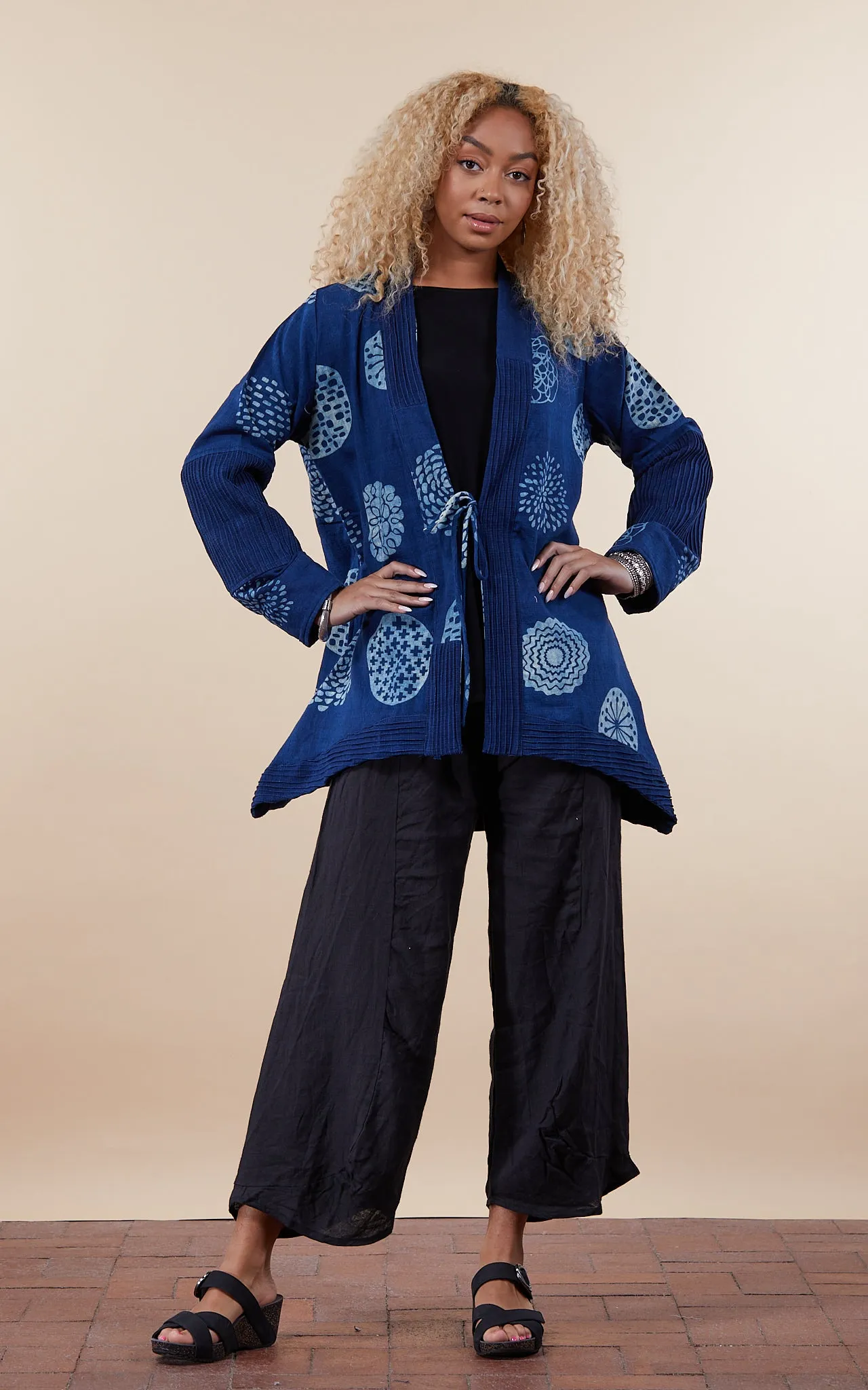 Kimono Jacket, Indigo Medallion