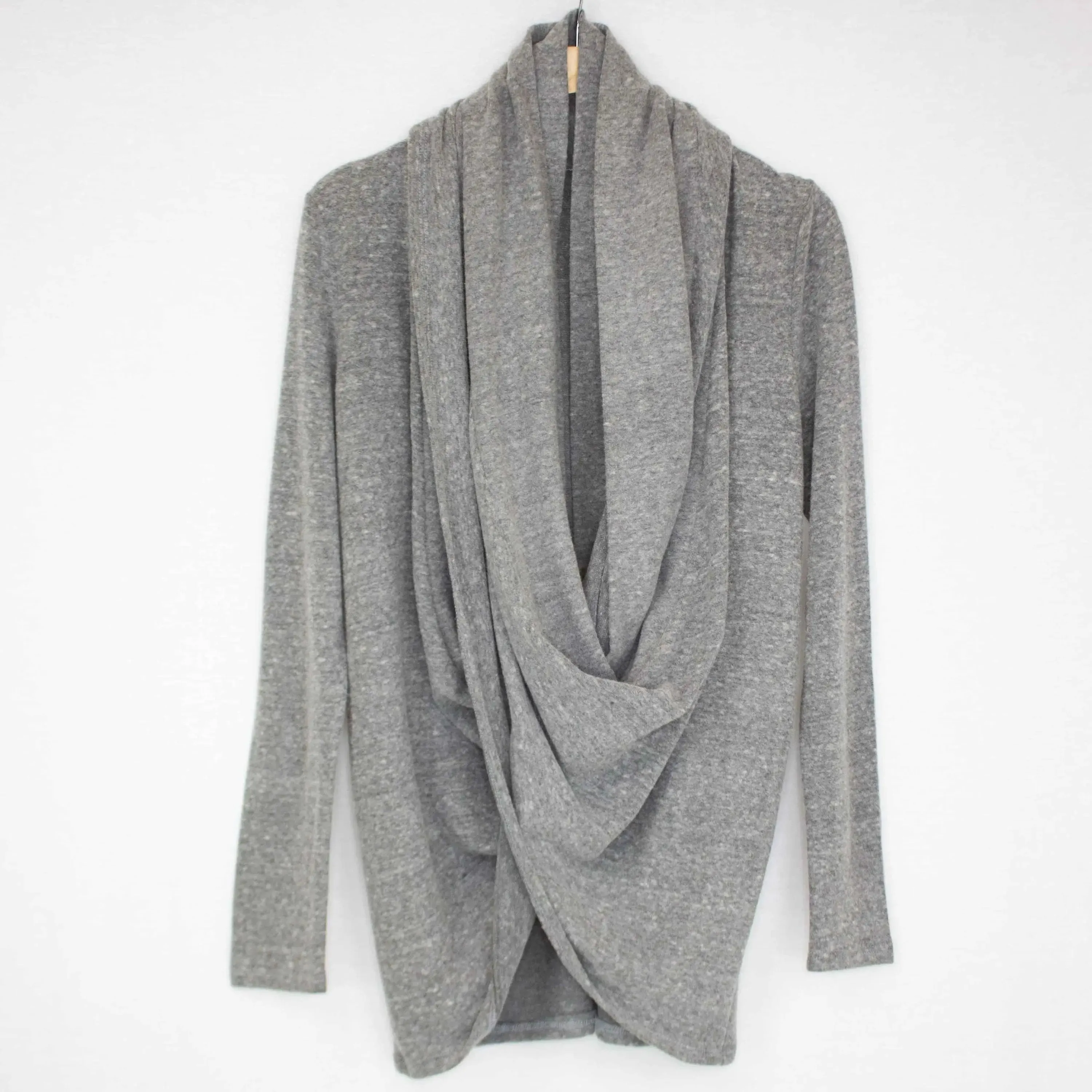 Knot-Front Long Sleeve Open Cardigan