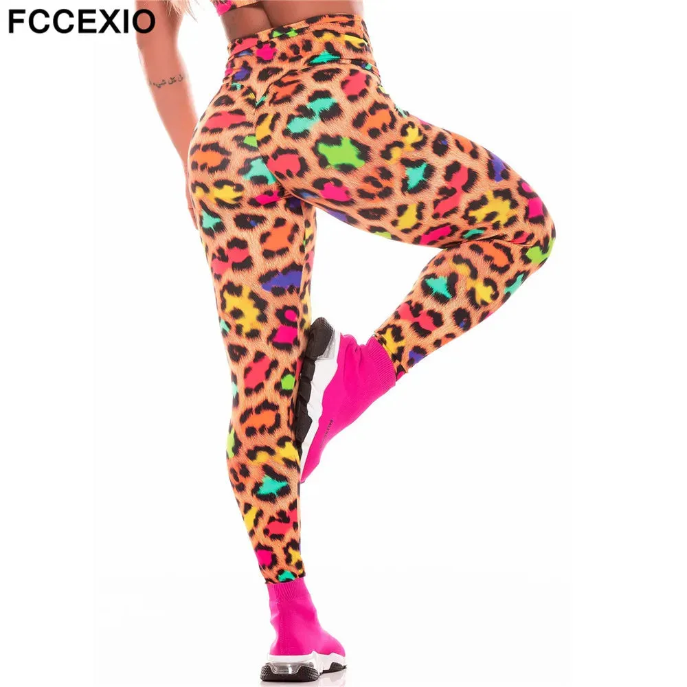 Leopard Stripe 3D Print Leggings