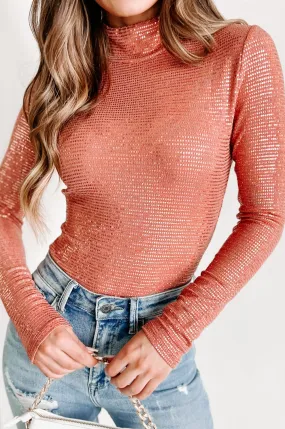 Like A Diva Glitter Long Sleeve Bodysuit (Orange)