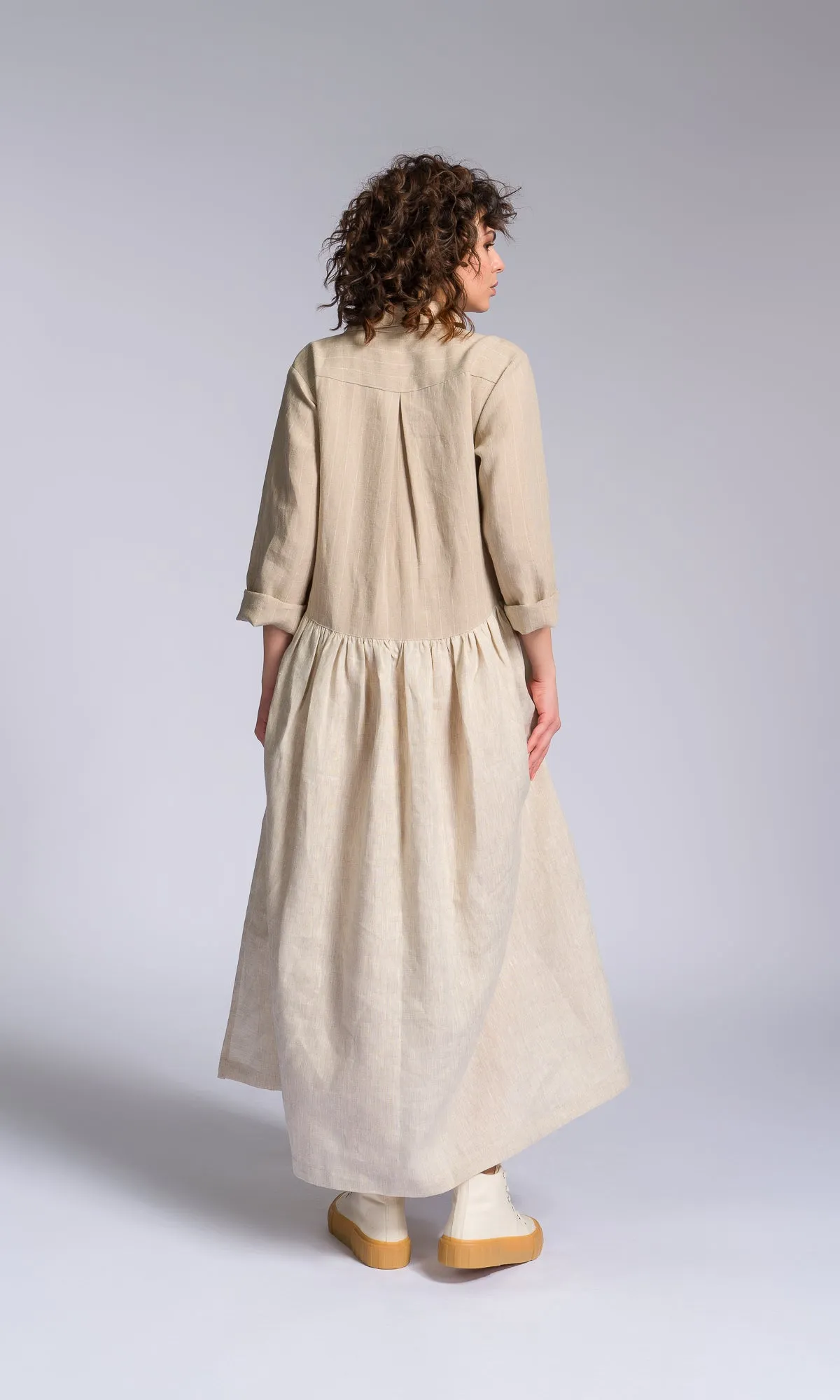 Linen Baby Doll Shirt Dress