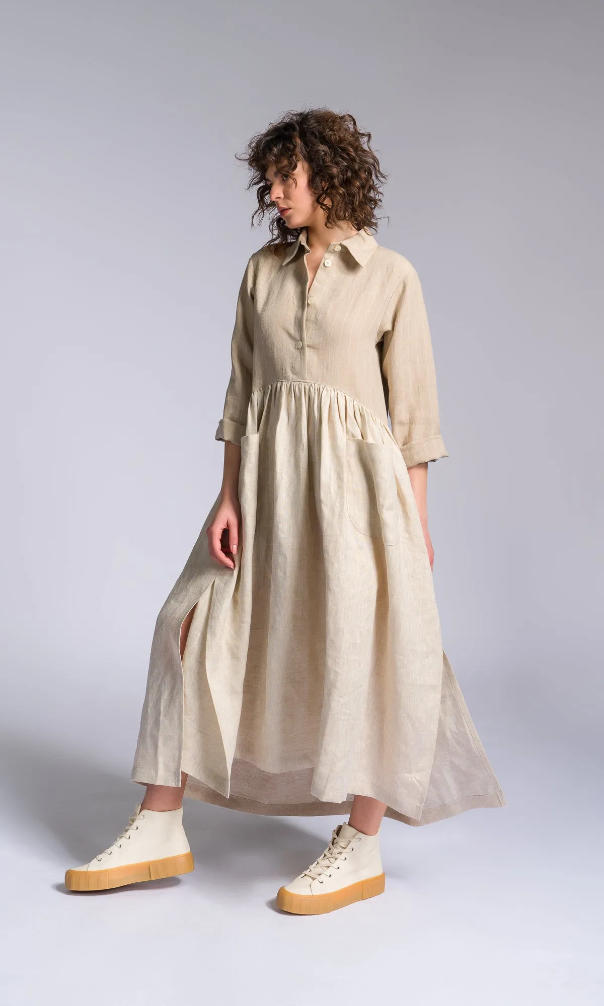 Linen Baby Doll Shirt Dress