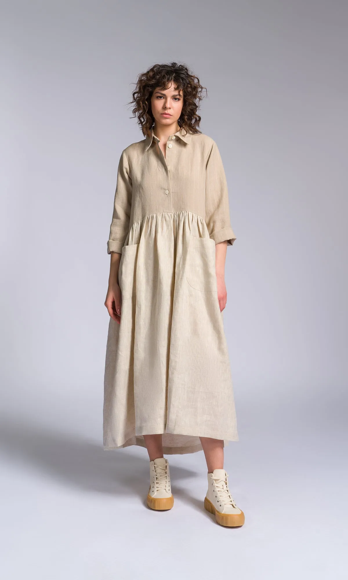 Linen Baby Doll Shirt Dress