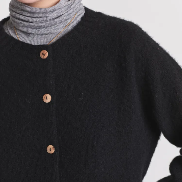 Lowie Black Brushed Boxy Cardigan