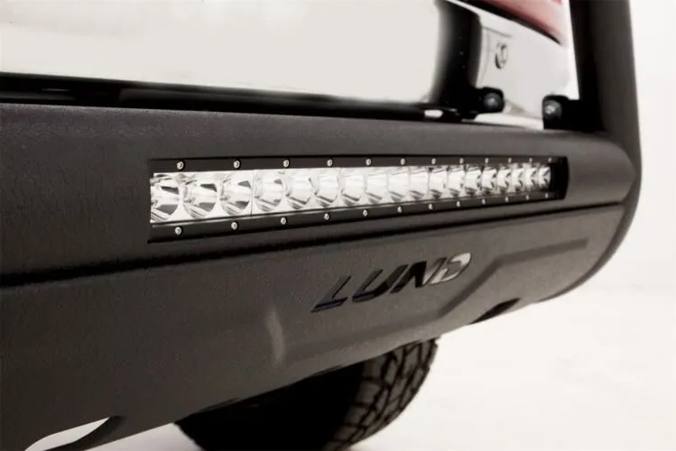 Lund 47121213 - 3.5" Black Steel Bull Bar with Integrated LED Light Bar and with skid plate for Toyota Tacoma 16-22