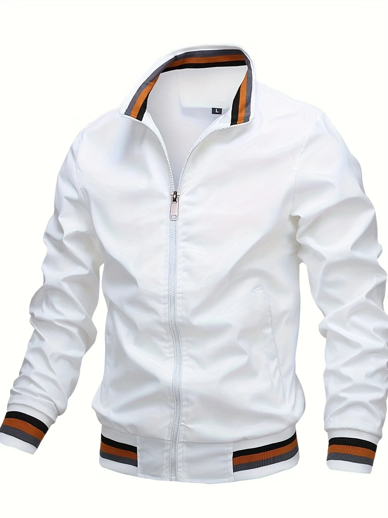 Men's Casual Stand Collar Jacket Coat Regular Fit College Hipster Windbreaker For Spring Autumn