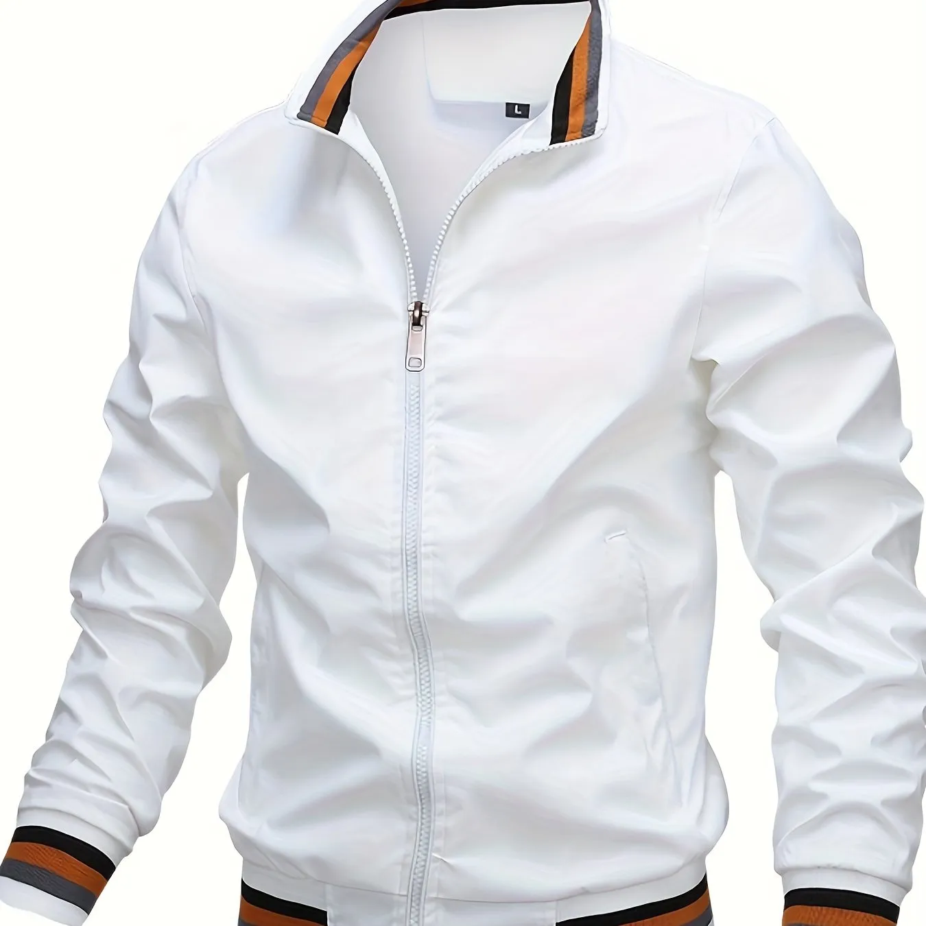 Men's Casual Stand Collar Jacket Coat Regular Fit College Hipster Windbreaker For Spring Autumn