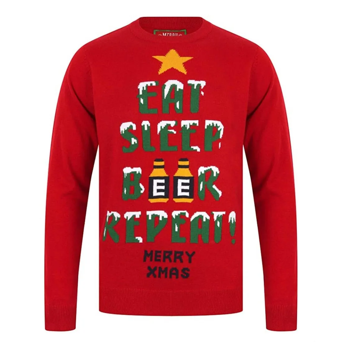 Mens Novelty Christmas Jumper Xmas Eat Sleep Beer Repeat