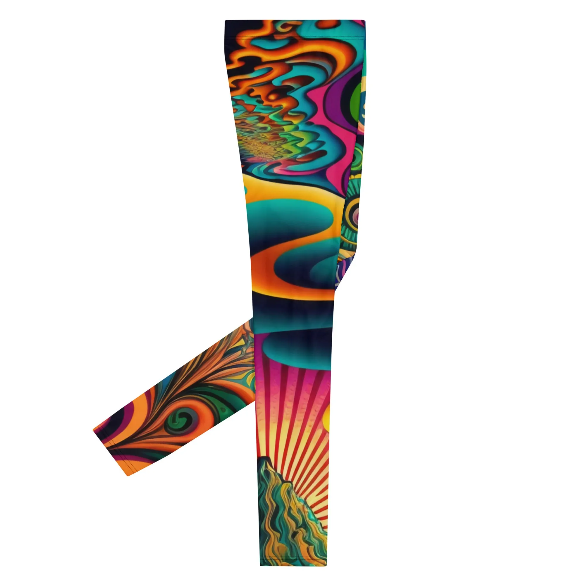 Men’s Psychedelic Print Leggings – Bold, Vibrant, and Ready to Stand Out