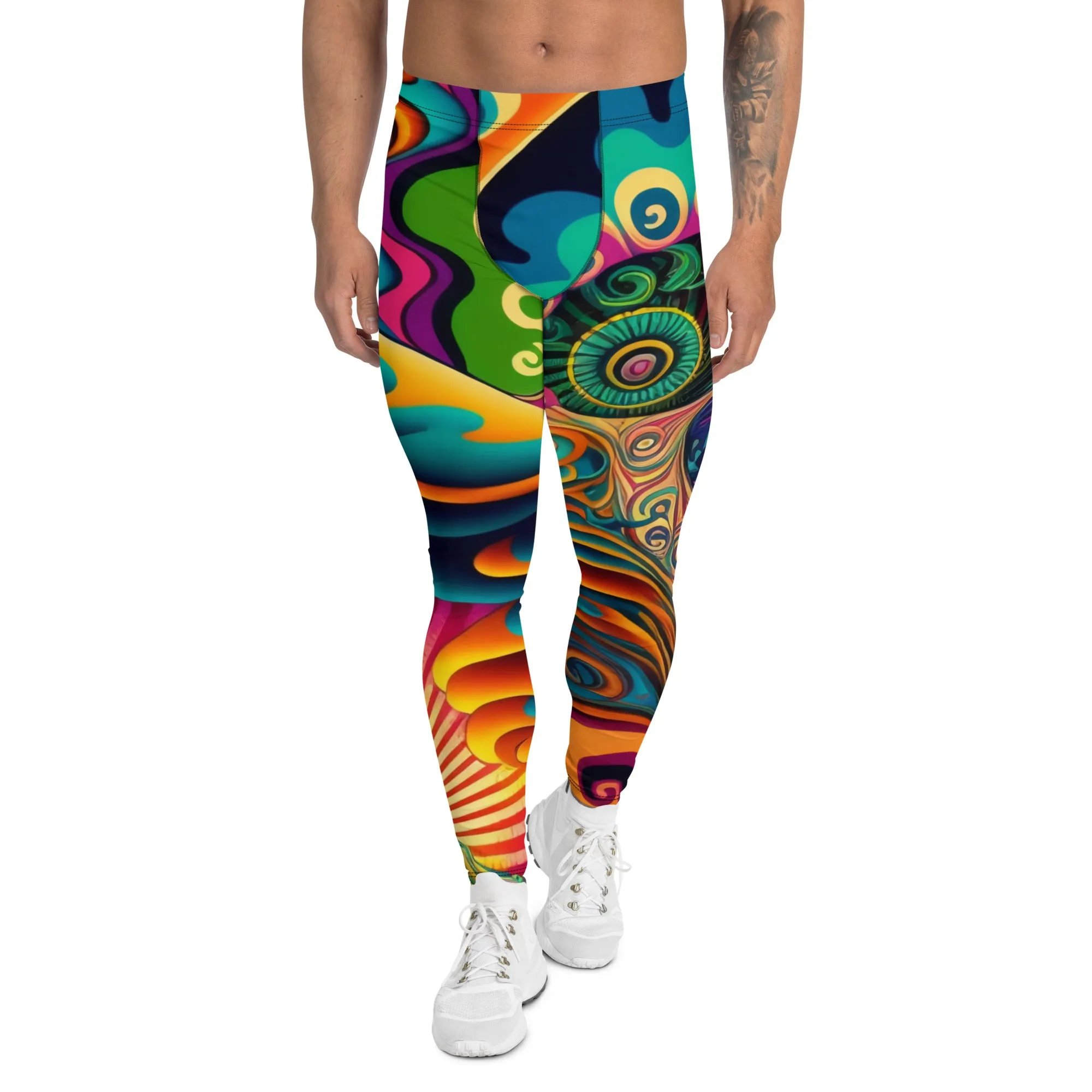 Men’s Psychedelic Print Leggings – Bold, Vibrant, and Ready to Stand Out