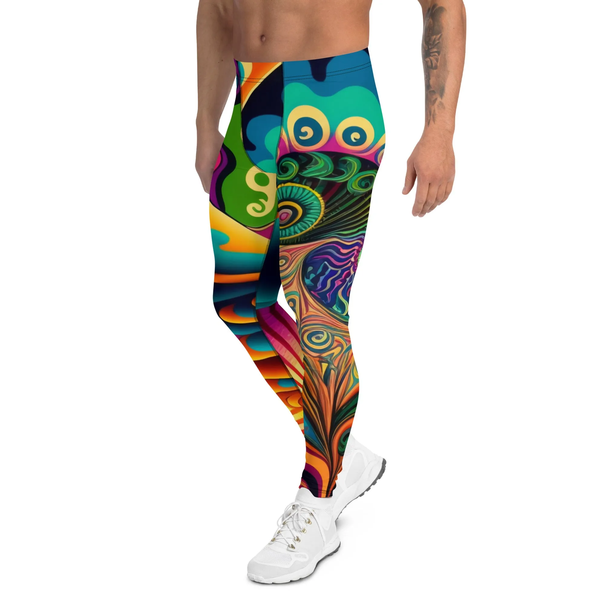 Men’s Psychedelic Print Leggings – Bold, Vibrant, and Ready to Stand Out