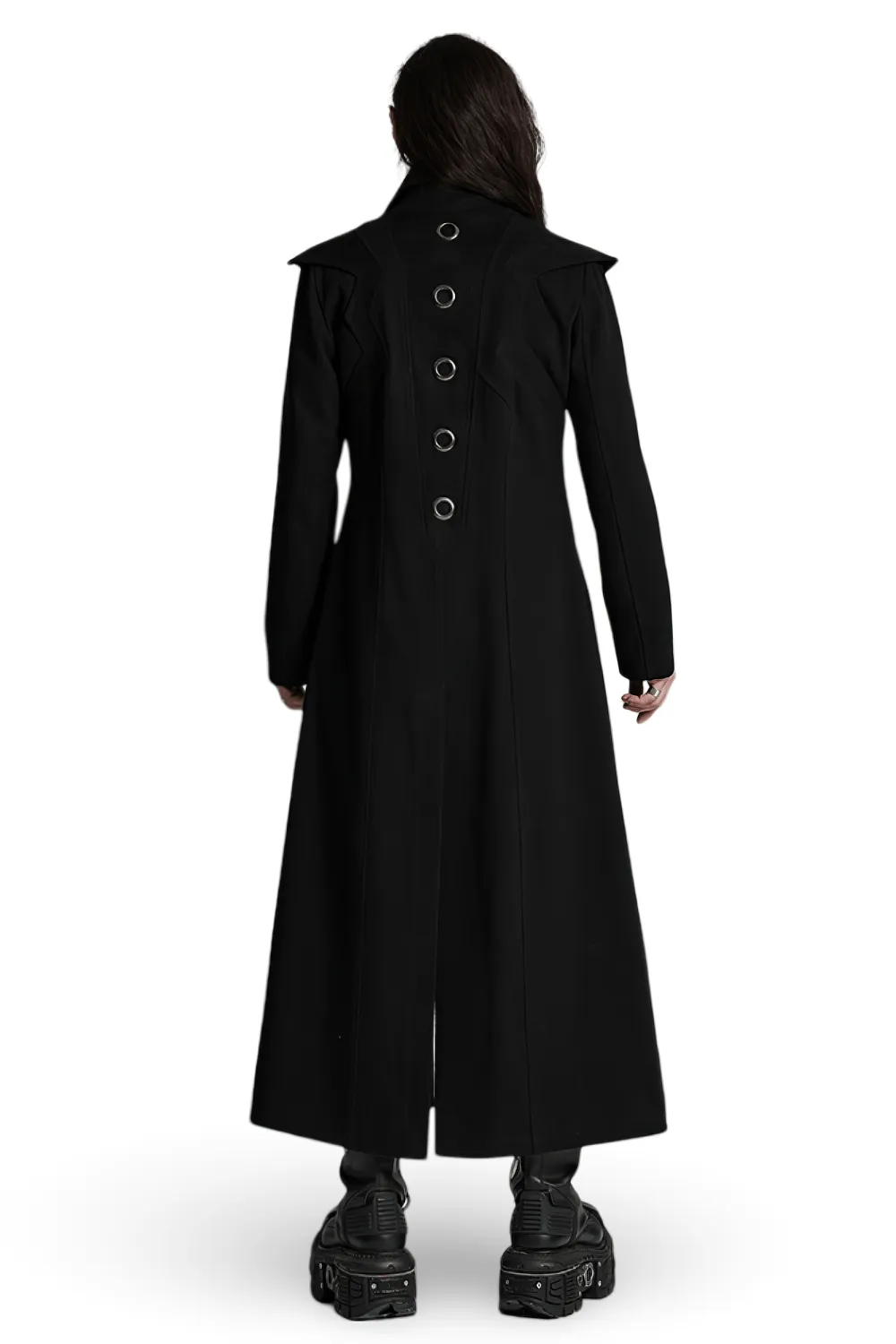 Men’s Punk Long Coat with Metal and Mesh Details