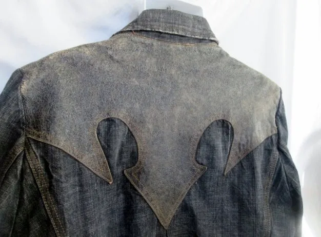 Mens PURE VENOM Denim Jean jacket coat Blazer Industrial Steampunk BLACK XXL Leather