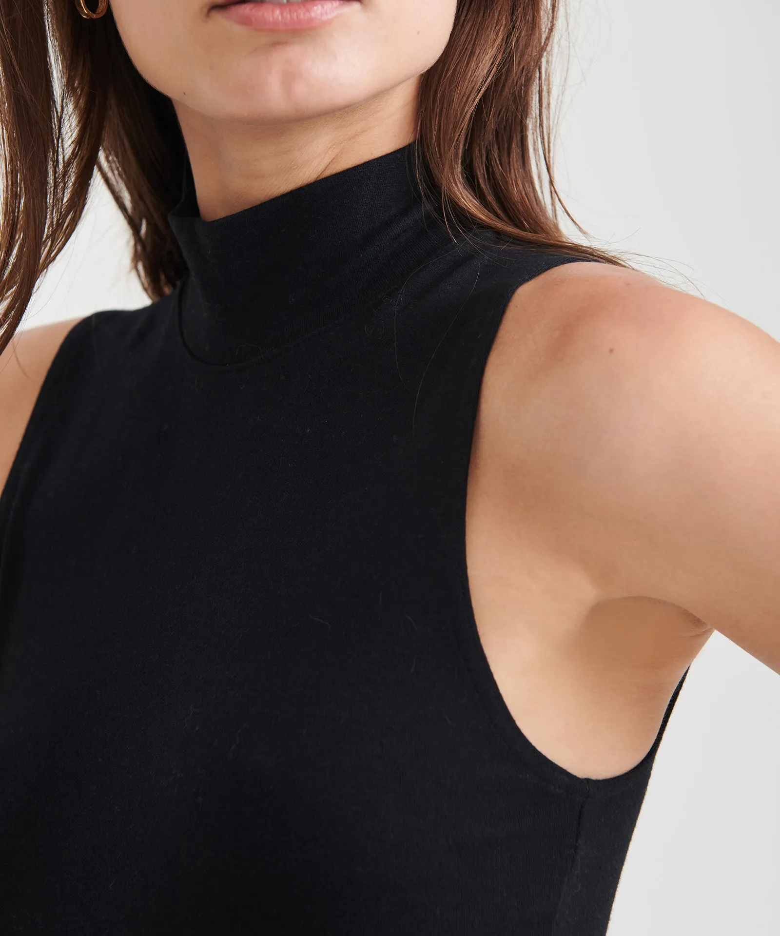 Modal Cashmere Sleeveless Mockneck Bodysuit