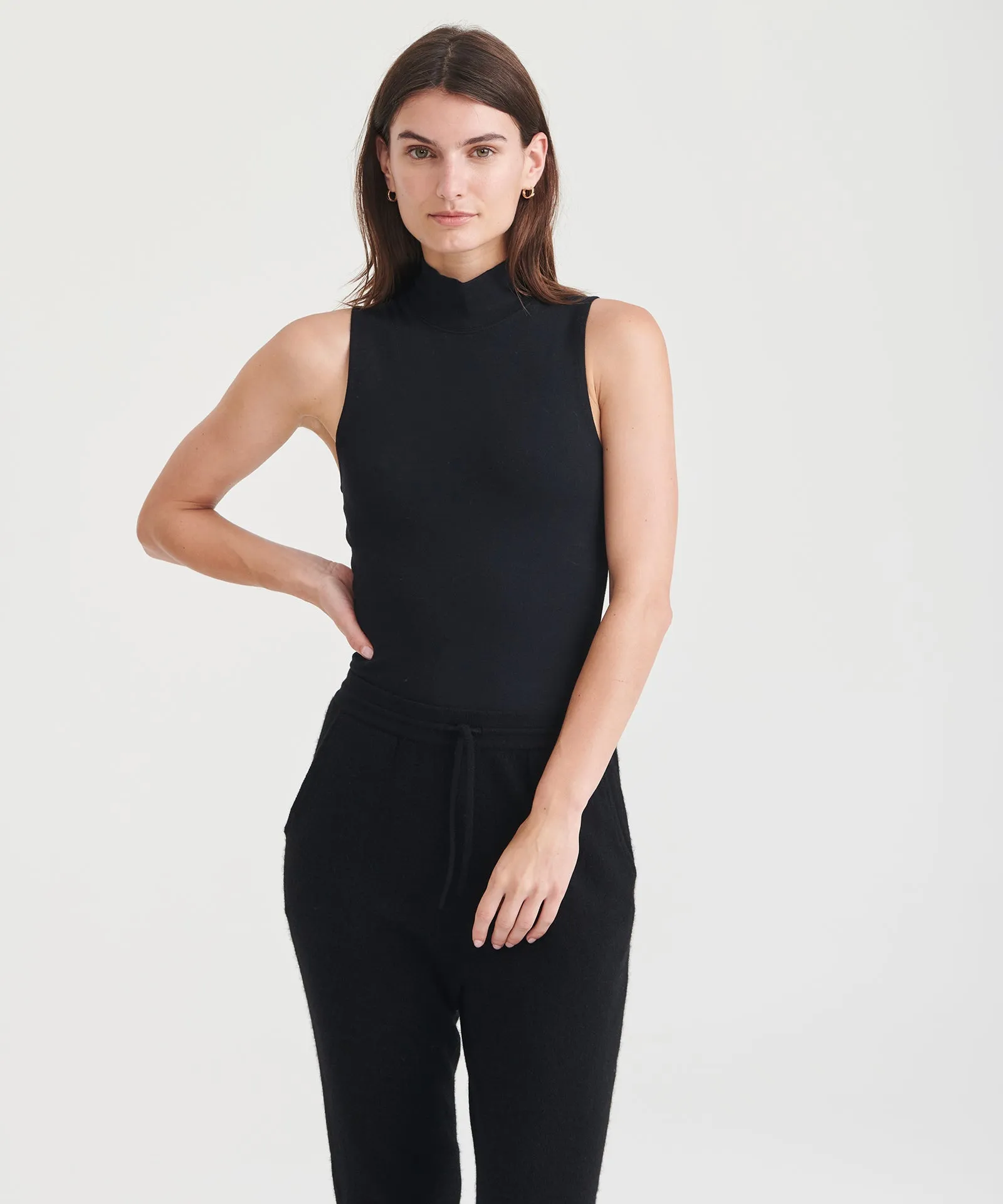 Modal Cashmere Sleeveless Mockneck Bodysuit