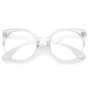 Modern Translucent Half Frame Clear Lens Glasses