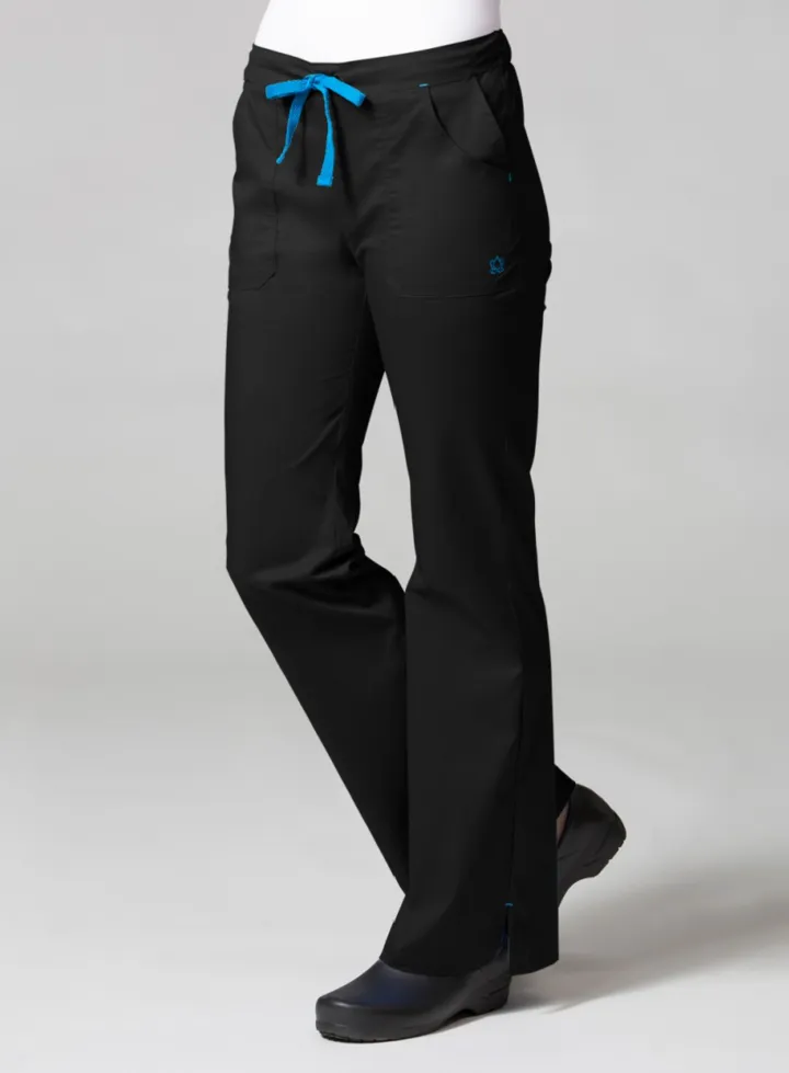 Multi Pocket Flare Pant XS-2XL by Maevn (Regular) /  BLACK/PACIFIC BLUE TRIM