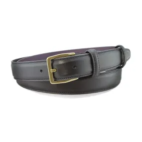 Navy blue box calf narrow belt