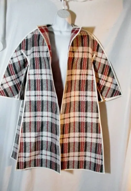 NEW NWT CELINE HONG KONG CARRIAGE BAG PLAID Jacket Coat 34 / 2 BLACK WHITE RED