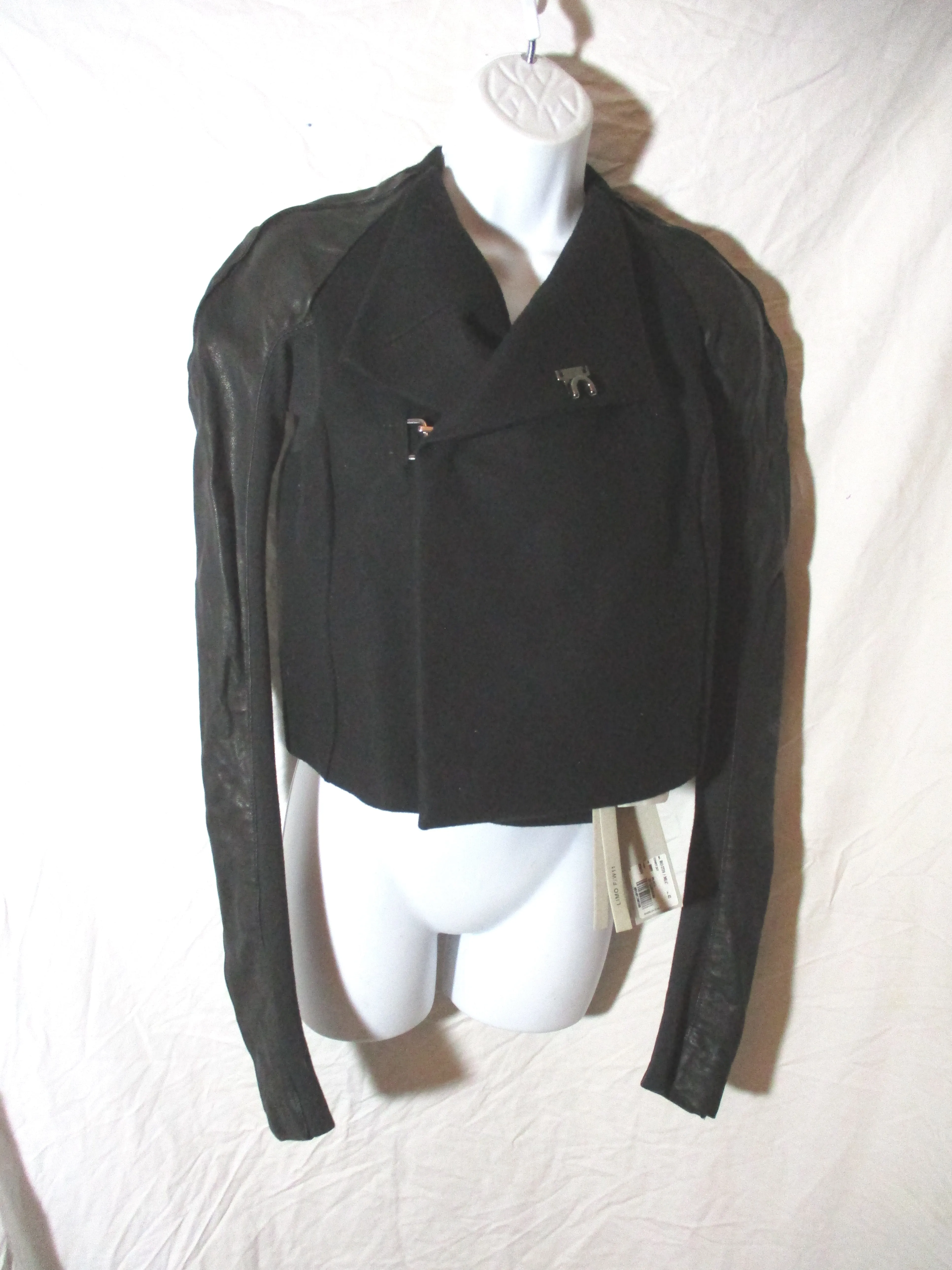 New NWT RICK OWENS COMET Leather jacket coat Vintage Fabric 42 BLACK