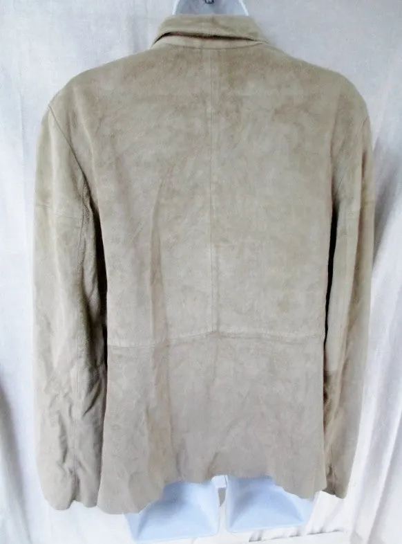 NEW Womens BANANA REPUBLIC suede leather jacket Moto Riding Coat L BEIGE OATMEAL