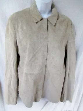 NEW Womens BANANA REPUBLIC suede leather jacket Moto Riding Coat L BEIGE OATMEAL