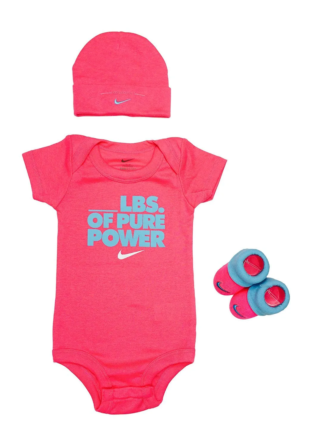 Nike Baby Clothes 3-piece Set" Pink/Turquoise Pure Power Size 0-6 Months