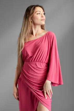 Nina's Dream One Shoulder Draped Pink Mini Dress