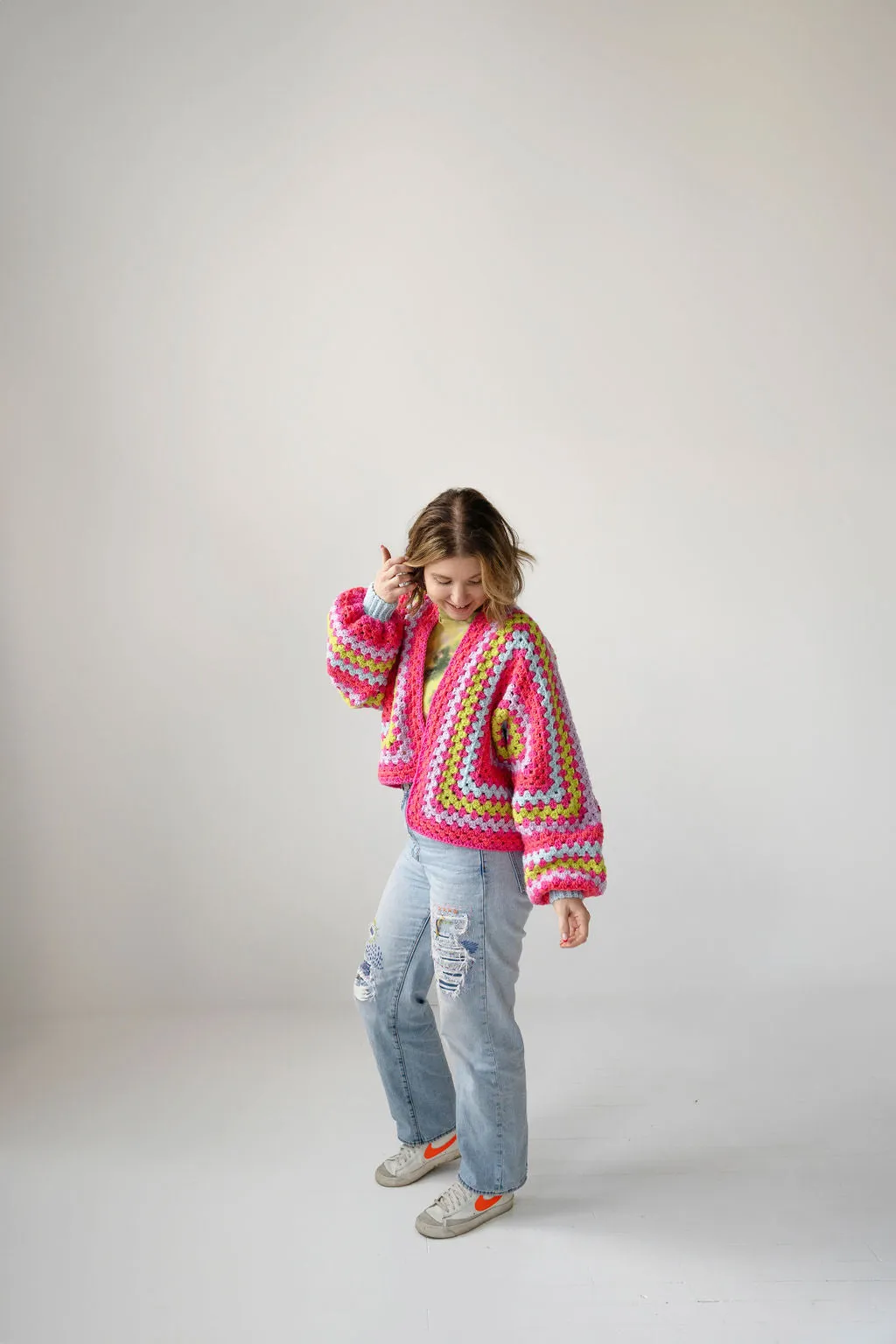 Not Your Granny's Crochet Cardigan Sweater in Tropicana