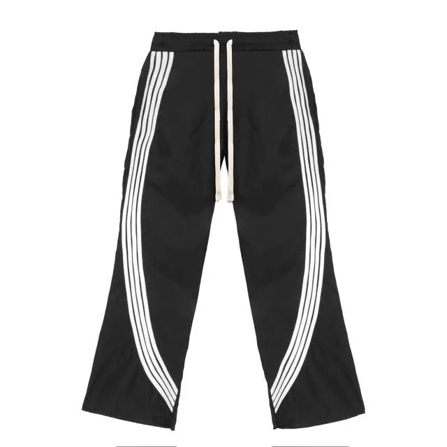 NYLON IRREGULAR STRIPE TRACK PANT-BLACK