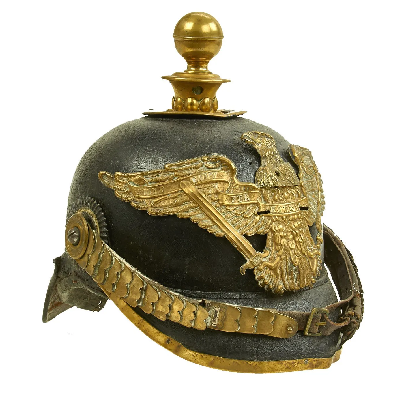 Original German Prussian M1871 Garde Foot Artillery EM-NCO Pickelhaube Helmet - Kugelhelm