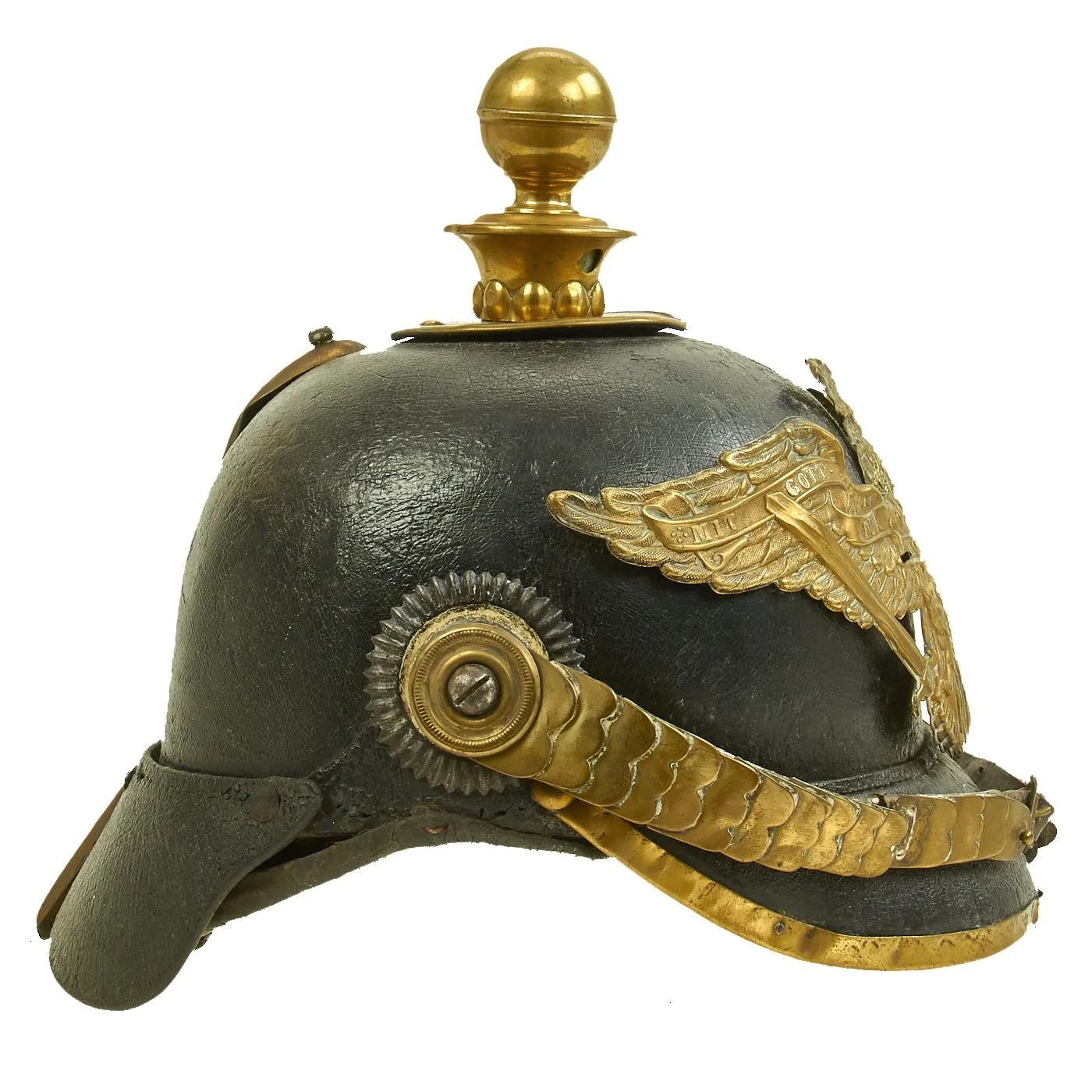 Original German Prussian M1871 Garde Foot Artillery EM-NCO Pickelhaube Helmet - Kugelhelm