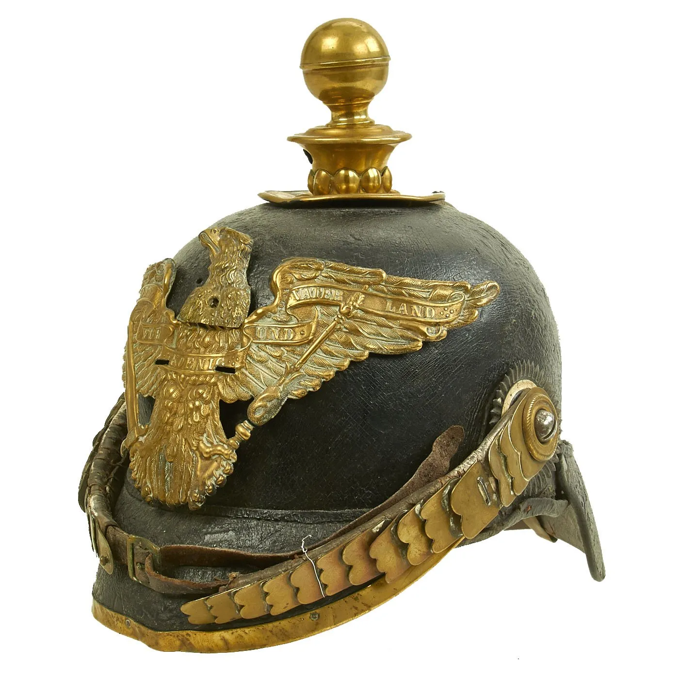 Original German Prussian M1871 Garde Foot Artillery EM-NCO Pickelhaube Helmet - Kugelhelm