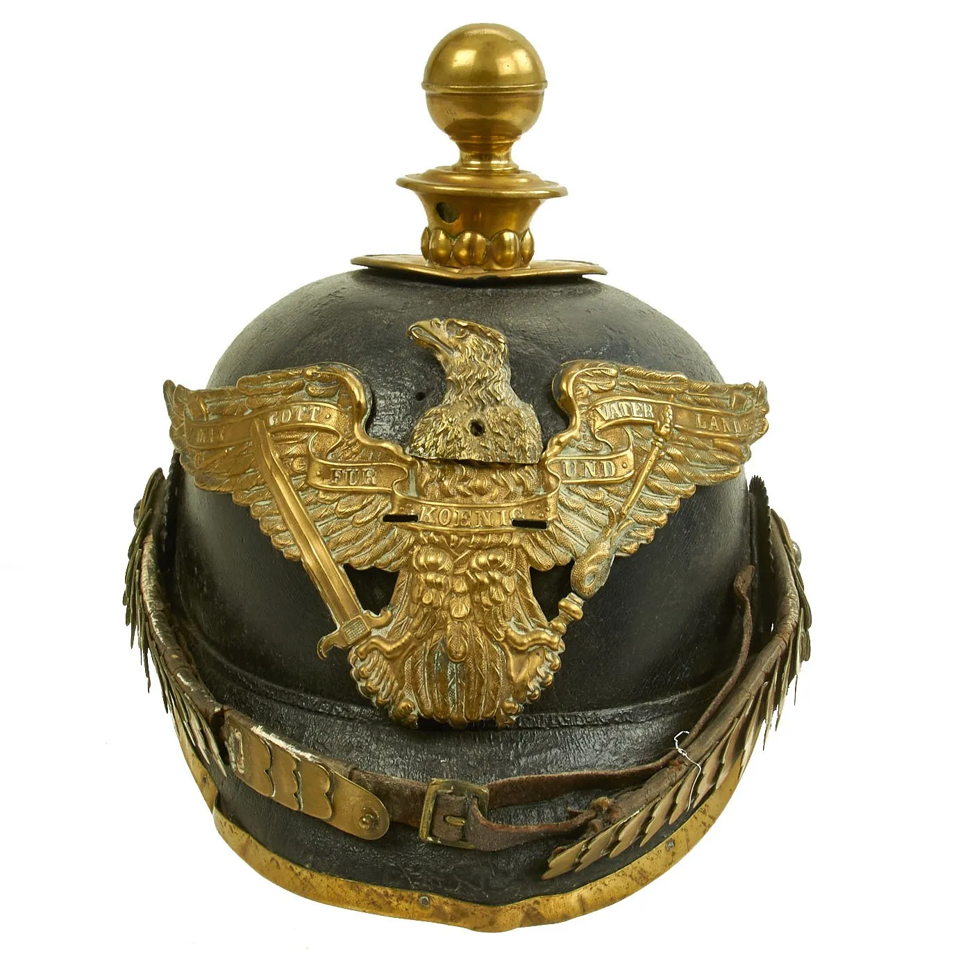 Original German Prussian M1871 Garde Foot Artillery EM-NCO Pickelhaube Helmet - Kugelhelm