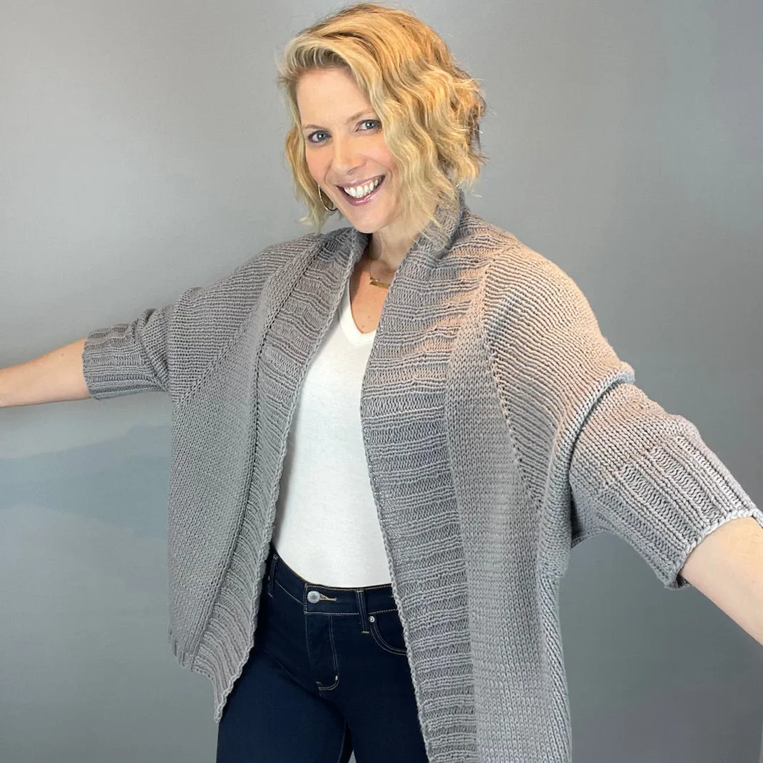 Oversized Shawl Collar Seamless Cardigan Knitting Kit | Stacy Charles Patti & Knitting Pattern (#351)