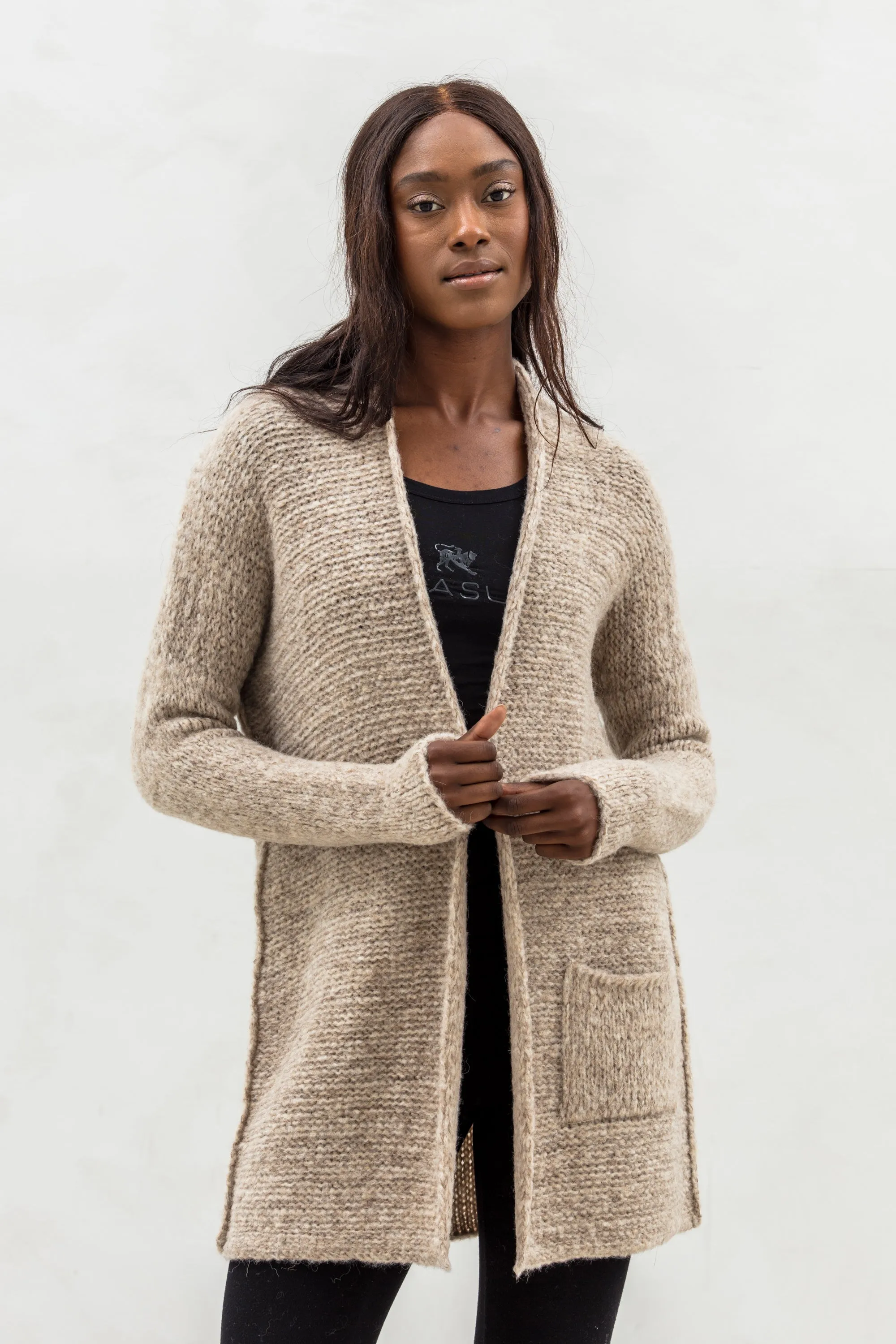 Peruvian Alpaca wool knit cardigan .