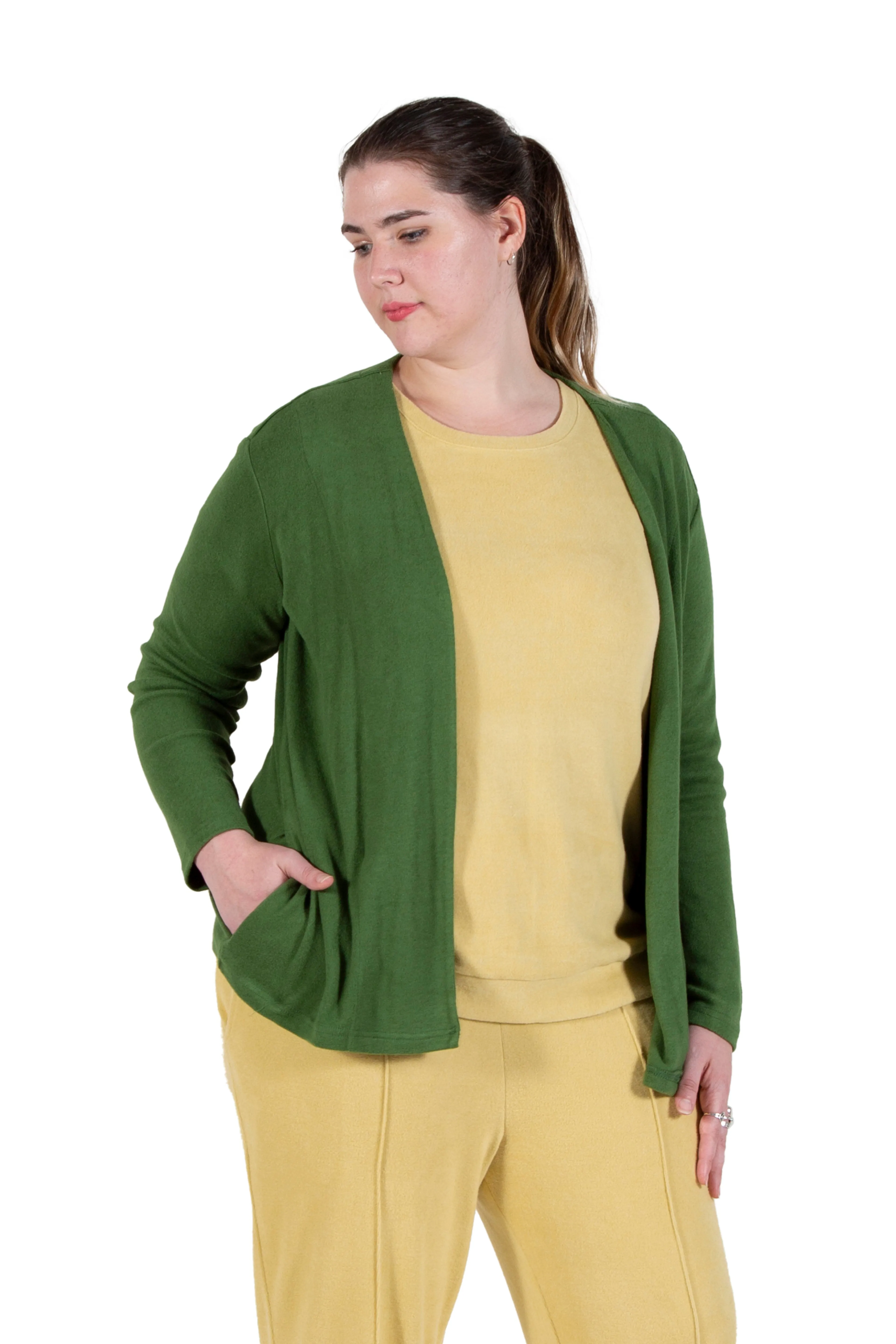 Plus Size Comfort Luxe Collection Cozy Knit Open Cardigan