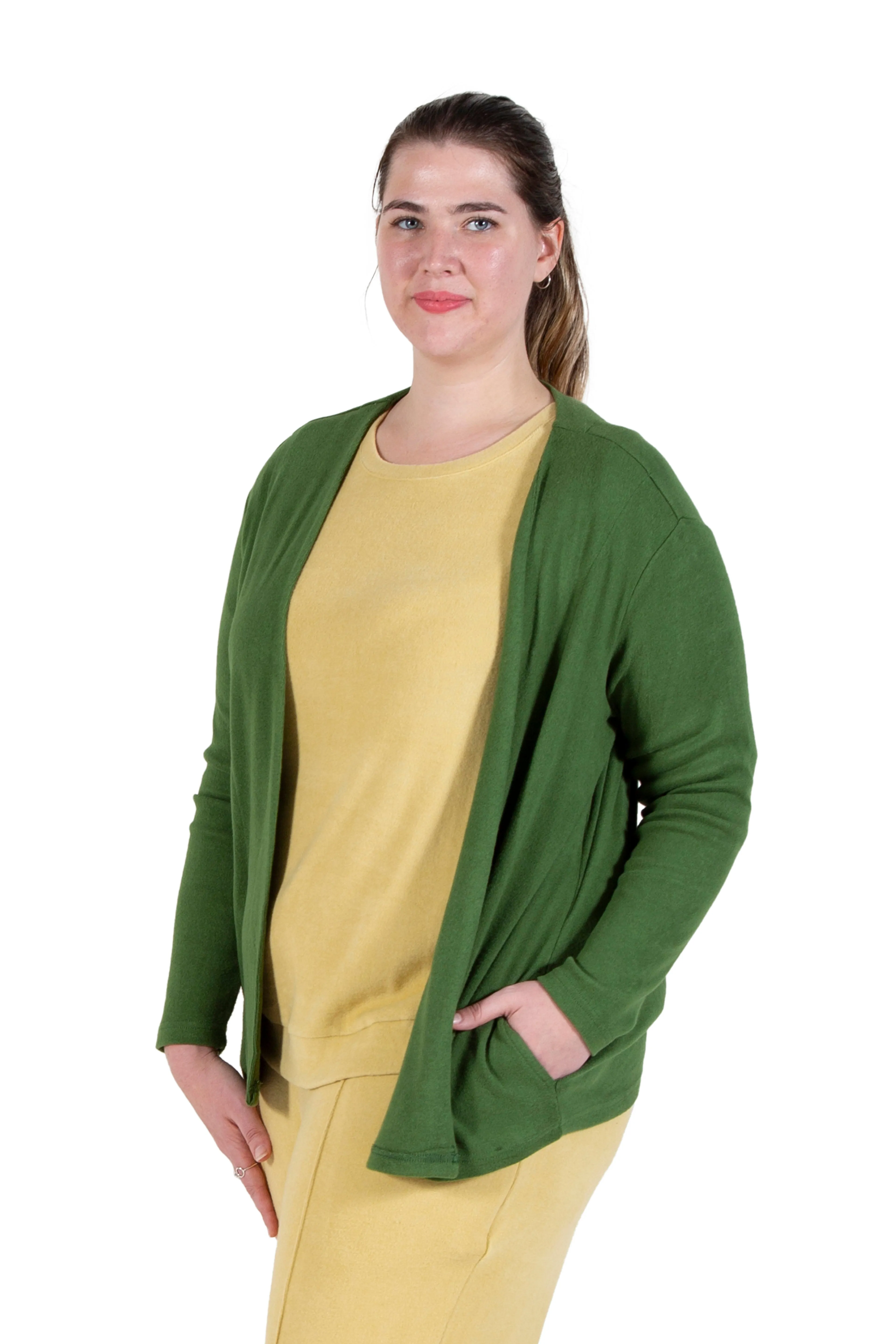 Plus Size Comfort Luxe Collection Cozy Knit Open Cardigan