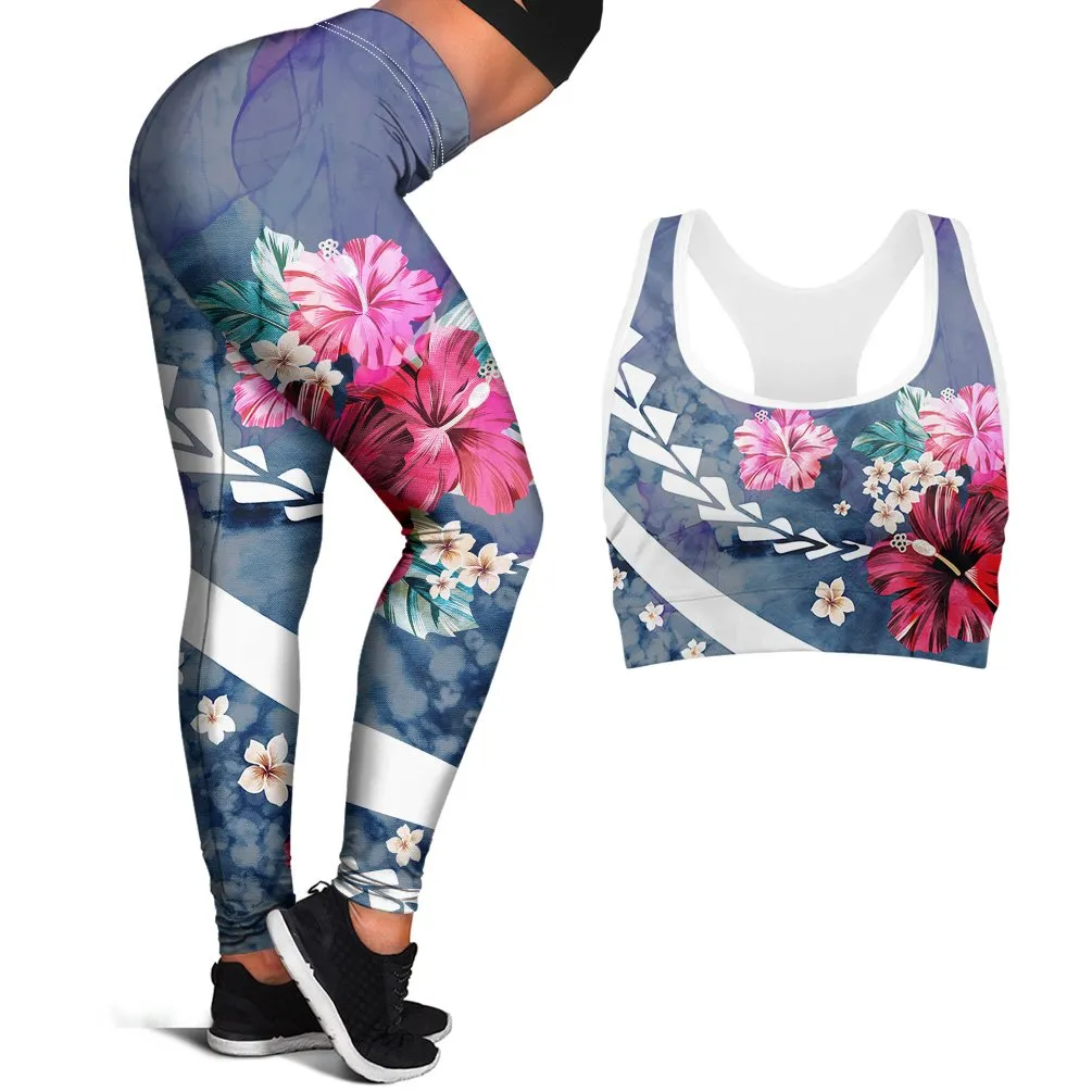 Polynesian Hibiscus Seamless Yoga Set Sports Bras Leggings 2 Piece Set Women Workout Clothes Workout Set for Gym Jogging Fitness