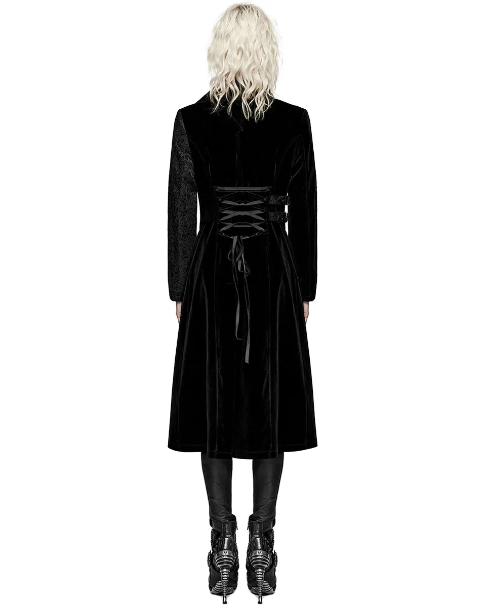 Punk Rave Womens Avant Gothic Asymmetric Velvet Coat